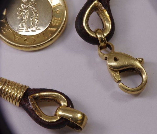 画像5: ブルガリ ホロスコープ 星座 コンビ ブラウン レザー K18ゴールドネックレスバネ交換 (5)