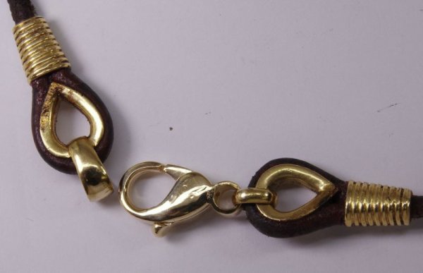 画像2: ブルガリ ホロスコープ 星座 コンビ ブラウン レザー K18ゴールドネックレスバネ交換 (2)