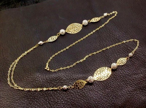 画像3: K18YG×K18WG ボールミックスロングネックレス (3)