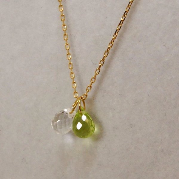 画像5: K10ネックレス ペリドット×クリアクォーツペンダント (5)