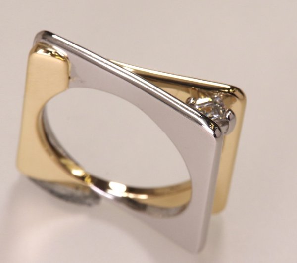 画像4: 【オーダー】Pt900/K18角ダイアモンドメンズライクリング (4)