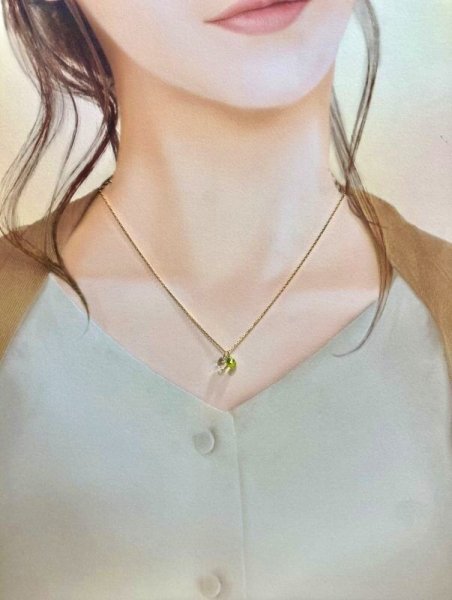 画像4: K10ネックレス ペリドット×クリアクォーツペンダント (4)