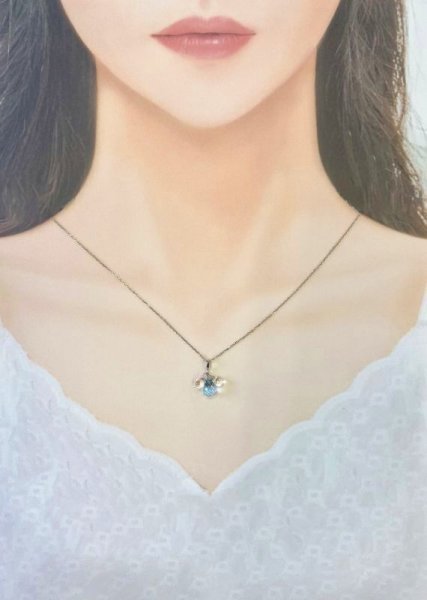 画像8: Pt900/K18WGブルートパーズ×水晶ブリオレットカットネックレス (8)