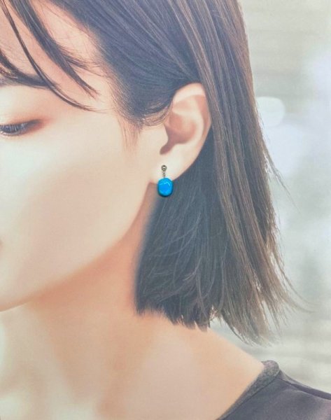 画像5: K18WGアリゾナターコイズタンブル ピアス (5)