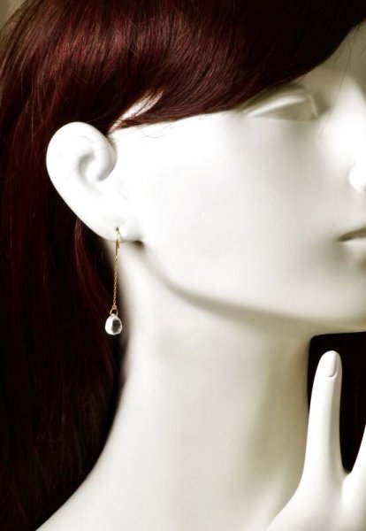 画像3: K18ブリオレットカット水晶ピアス (3)