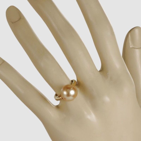 画像5: K18ゴールド系白蝶パールリング (5)