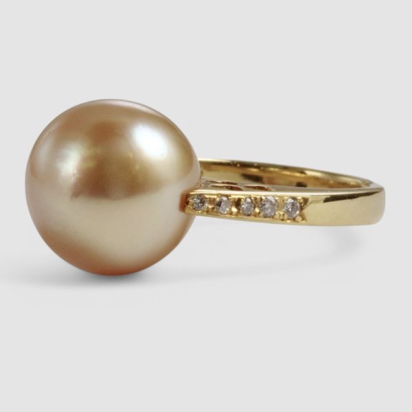 画像4: K18ゴールド系白蝶パールリング (4)