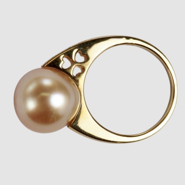 画像3: K18ゴールド系白蝶パールリング (3)