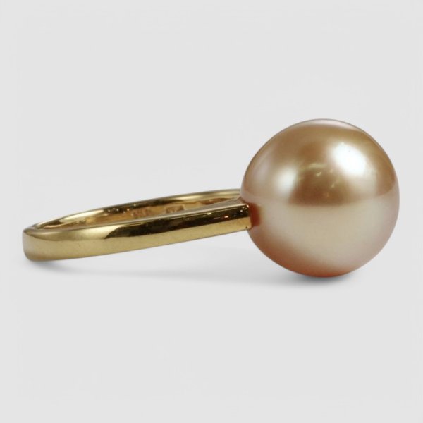 画像2: K18ゴールド系白蝶パールリング (2)