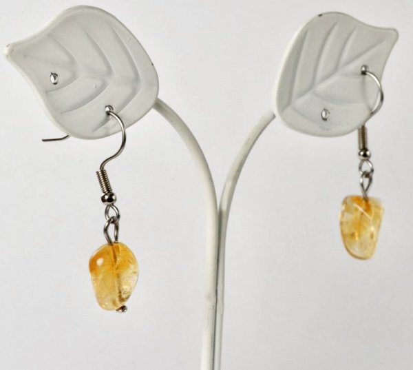 画像2: シトリンタンブル ステンレスピアス (2)