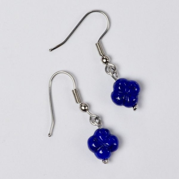 画像3: フラワーラピスラズリ ステンレスピアス (3)