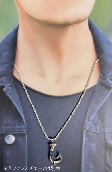 画像10: シルバーフィッシュフックペンダントトップ Lサイズ (10)