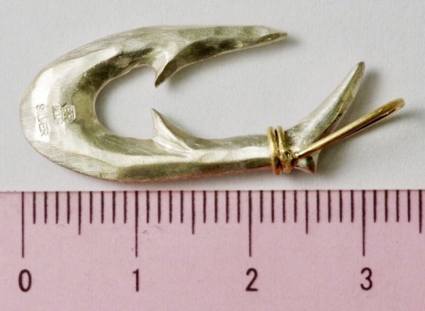 画像9: シルバー/K18 縄文釣り針 大 (9)