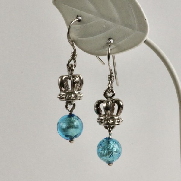 画像2: 【50%OFF】SVクラウン×ベネチアンガラスピアス (2)