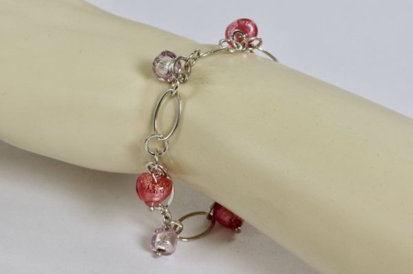 画像4: 【50%OFF】 SV925ブレスレット ベネチアンガラス ピンク (4)