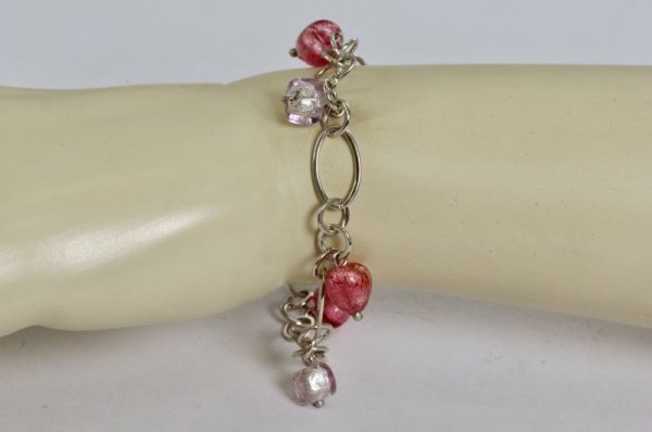 画像3: 【50%OFF】 SV925ブレスレット ベネチアンガラス ピンク (3)