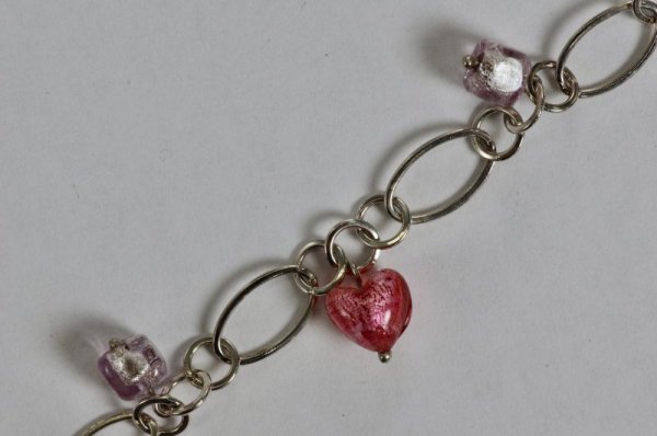 画像2: 【50%OFF】 SV925ブレスレット ベネチアンガラス ピンク (2)