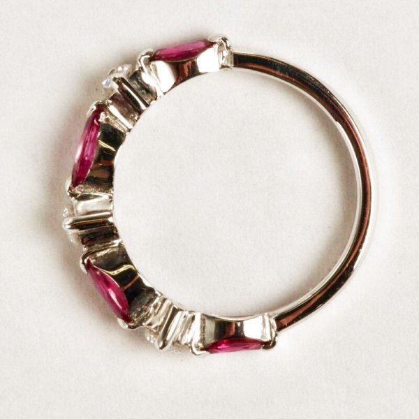 画像6: Pt900 マーキスルビー&ダイヤ リング (6)