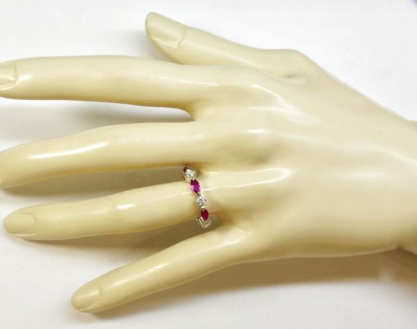画像8: Pt900 マーキスルビー&ダイヤ リング (8)