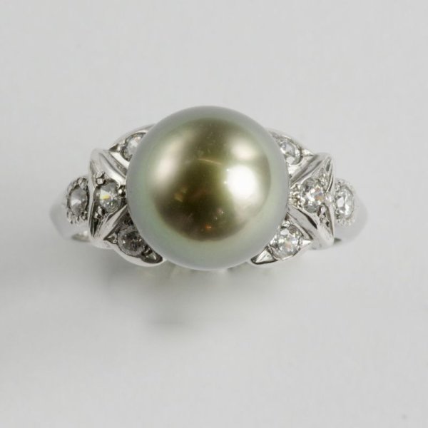 画像2: sv925黒蝶パール&CZリング (2)