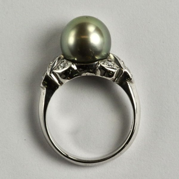 画像3: sv925黒蝶パール&CZリング (3)