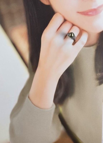 画像6: sv925黒蝶パール&CZリング (6)