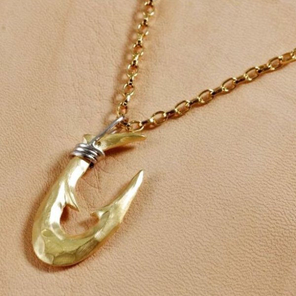 画像8: Pt900/K18 縄文釣り針 大 ペンダント (8)