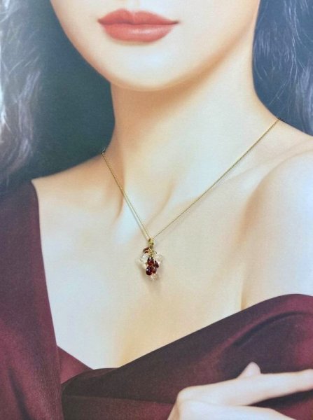 画像5: K18ガーネット×水晶ブリオレットカットネックレス (5)