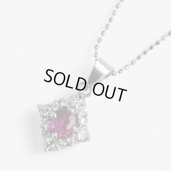 画像2: Pt900/K18WG ルビー・ダイヤ入りペンダントネックレス (2)