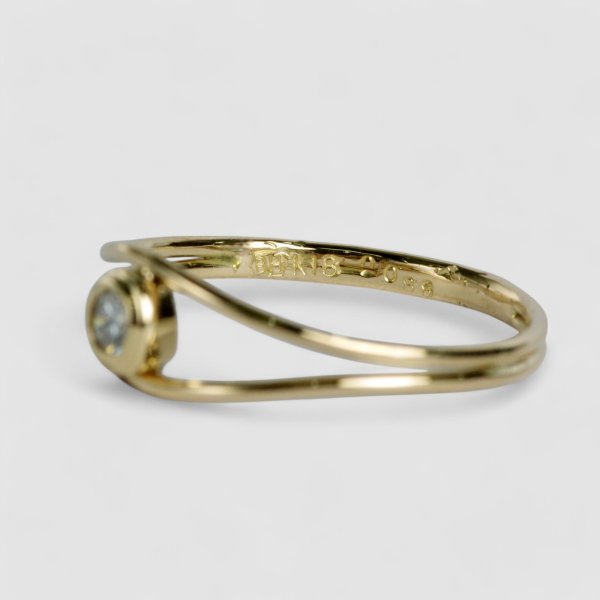 画像3: K18YG ２ライン ダイヤモンドリング(0.088ct) (3)