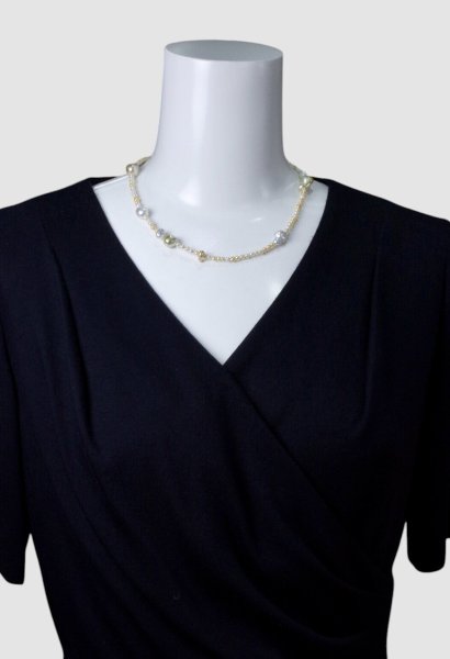 画像6: 白蝶ケシ×アコヤパールネックレス (6)