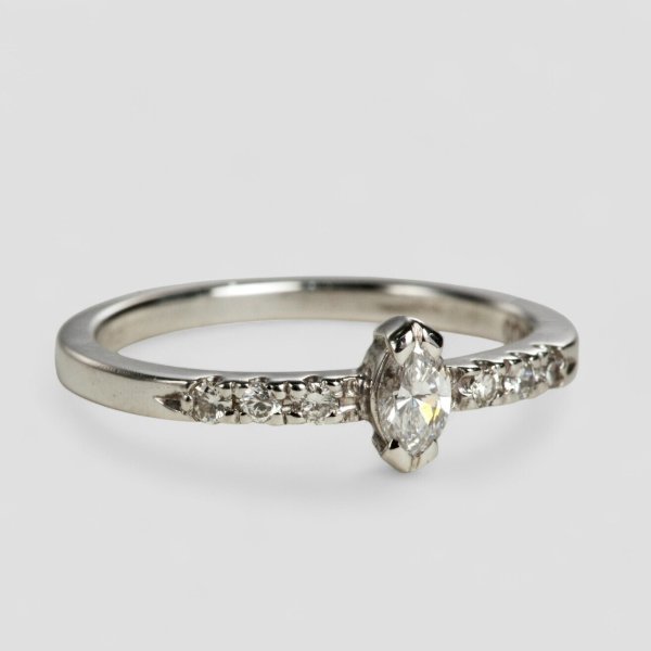 画像2: Pt900マーキスダイヤモンドリング (2)