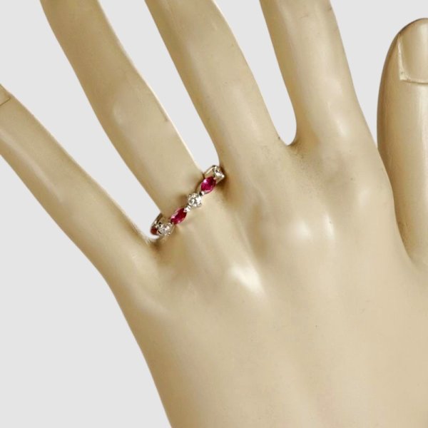 画像7: Pt900 マーキスルビー&ダイヤ リング (7)