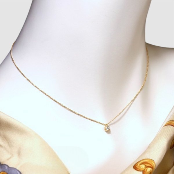 画像8: K18 1粒ダイヤモンドネックレス (8)