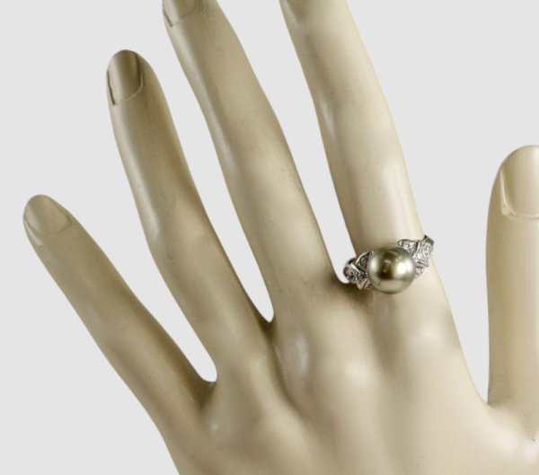 画像5: sv925黒蝶パール&CZリング (5)