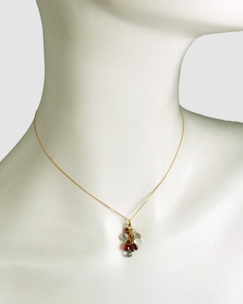 画像2: K18ガーネット×水晶ブリオレットカットネックレス (2)