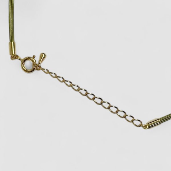 画像3: 12連ワイヤーネックレス（鶯色×グレー） (3)