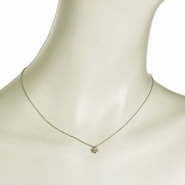 画像2: K18WG フラワーダイヤモンドペンダントネックレス02 (2)