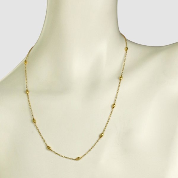 画像2: K18アーモンドパーツ ステーションネックレス (2)