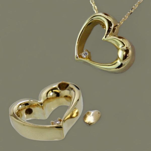 画像2: 【オーダー例】K18オープンハート遺骨ペンダントを制作 (2)