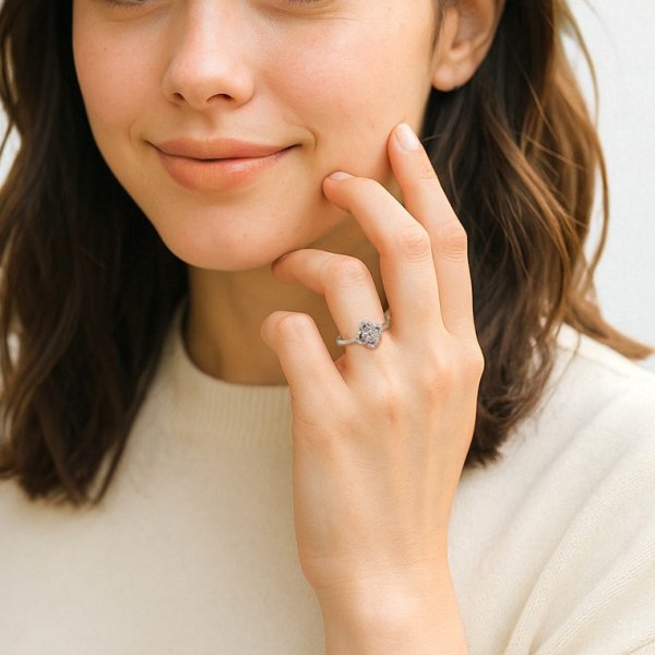 画像6: K18WGダイヤモンドフラワーリング (6)