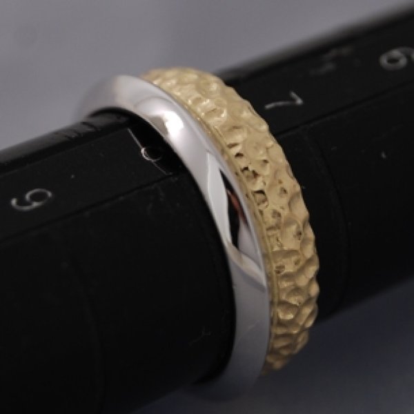 画像2: 使わなくなったプラチナリング枠を利用してプラチナ、金のコンビピンキーリング制作 (2)