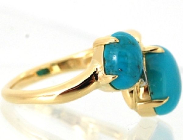 画像6: K18ターコイズ（トルコ石）2個入りリングオーダー制作 (6)