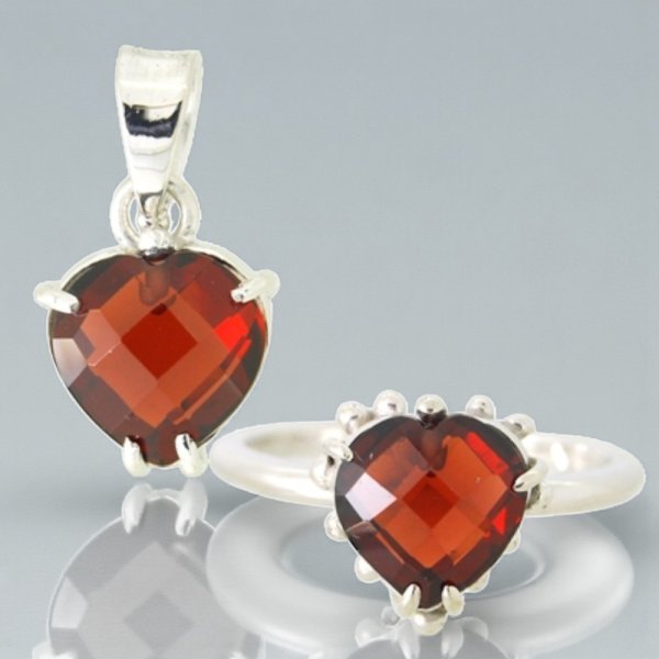 画像1: プレゼント用、ハートシェイプのガーネットで、指輪、ペンダント制作 (1)