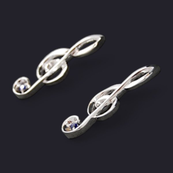 画像3: 【オーダー制作例】 Pt900ト音記号　ペアタイニーピン (3)