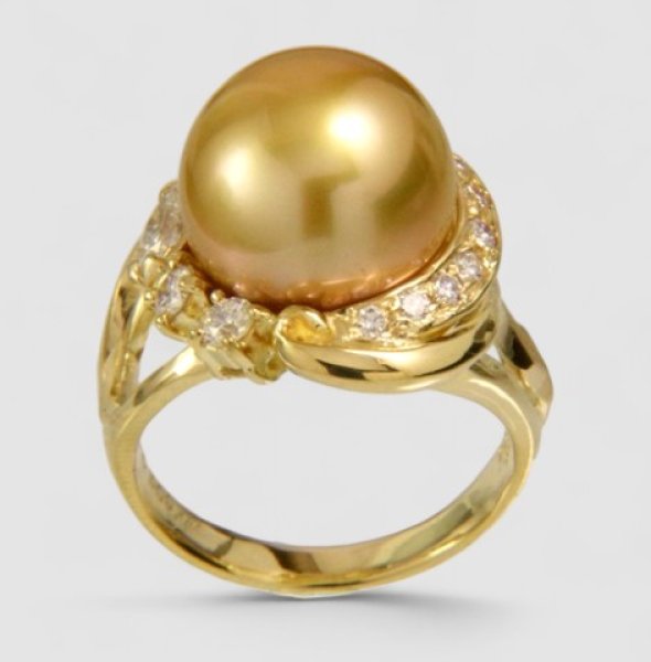 画像3: 【オーダー例】ゴールドパールの指輪|K18YG × 南洋白蝶ゴールド13mm (3)