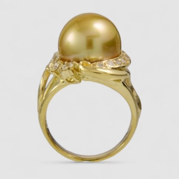 画像6: 【オーダー例】ゴールドパールの指輪|K18YG × 南洋白蝶ゴールド13mm (6)