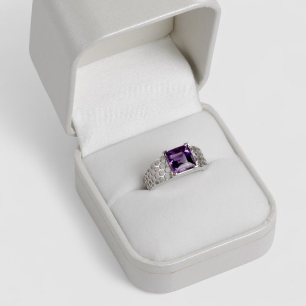 画像8: 【オーダー例】スクエアカットアメジストのハニカム透かしリング (8)