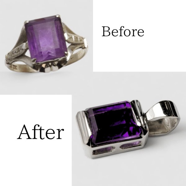 画像1: 【リフォーム例】K14WGアメシストリングをPtペンダントへ作り替え (1)