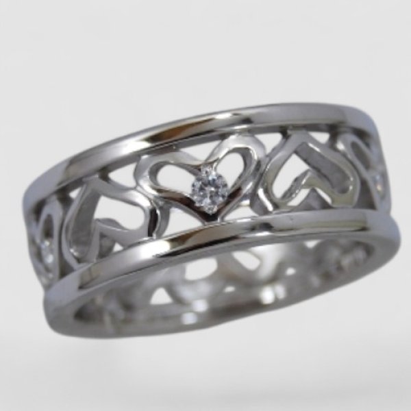 画像1: 【オーダー例】SV925×メレダイヤ／ハート透かしリング (1)